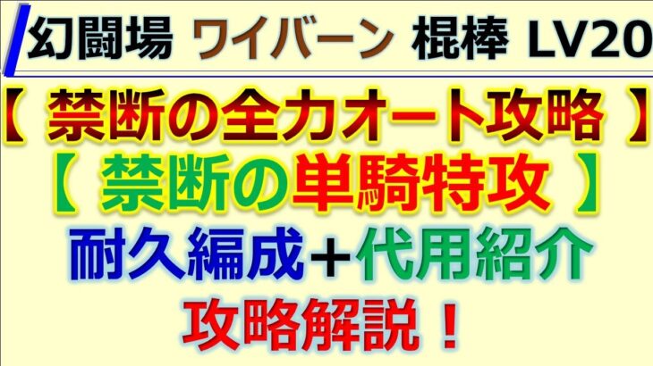 【ロマサガRS】追憶の幻闘場 ワイバーン 棍棒 LV20 単騎特攻+全力オート攻略【ロマンシング サガ リユニバース】