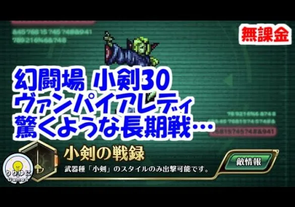 幻闘場[小剣/ヴァンパイアレディ30]攻略！火力いない…驚くような長期戦【ロマサガRS】【無課金】